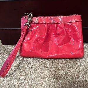 Coach Vinyl Wristlet hot pink